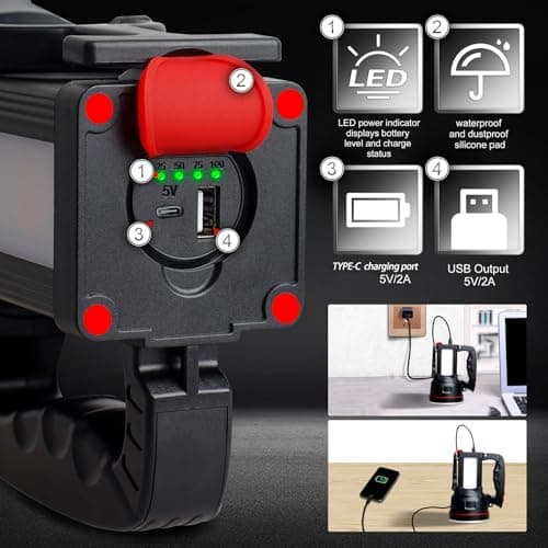 anlook Flashlight Spotlight Rechargeable, High Lumens Handheld Spot Light, Super Bright Waterproof Spotlight with Stand for Outdoor Camping, Hiking, Fishing, Hunting, Boatting (White Light) - Thumbnail 4