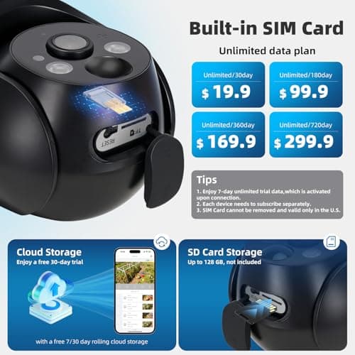 GLEEMALL 4G LTE Cellular Security Cameras Solar Powered No WiFi Security Camera Outdoor Wireless Built-in SIM Card 2K Color Night Vision 360° View Motion Detection 2-Way Audio 2 Packs - Thumbnail 6