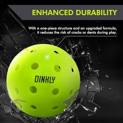 Dinkly Pickleball Balls, Outdoor Pickleballs USAPA Approved, Enhanced Durability Pickle Ball with Roto-Molded & Seamless Design, 40 Holes Green Pickleballs for Beginners Professionals, 4 Pack - Thumbnail 3