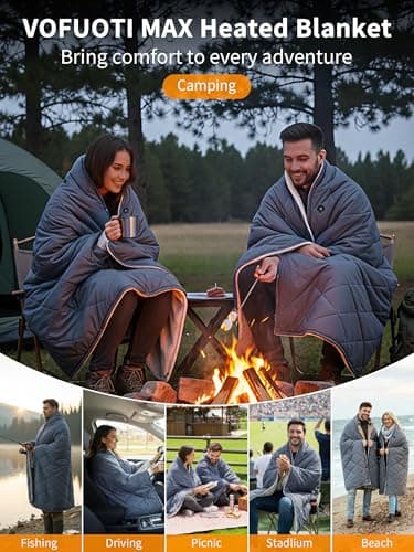 Heated Blanket Battery Operated,12V Heated Shawl Throw Blanket,Cordless heating pad with 15000 battery,Wearable Heated Blanket,Sherpa Lining,3 Heating Set for Car,Camping,Backpacking,Hiking,Travel - Thumbnail 6
