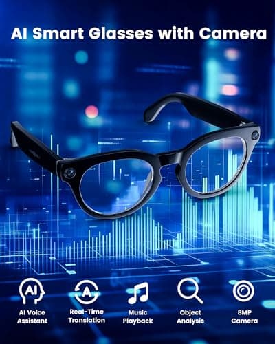 Orpnkna 8MP AI Smart Glasses with Camera, No WiFi Needed for Real-Time Translation, 4K Video & Dual Microphone Noise Cancellation, Voice Assistant, for Travel, Vlogging, Meetings - Thumbnail 2