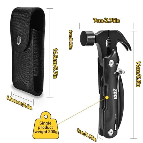 ZOOI Gifts for Men, 12 in 1 Hammer Multitool Camping Accessories, Mens Gifts for Dad, Birthday Gift for Men, Husband, Boyfriend, Grandpa, Tools Gadgets, Dad Gift for Mens Who Have Everything - Thumbnail 6