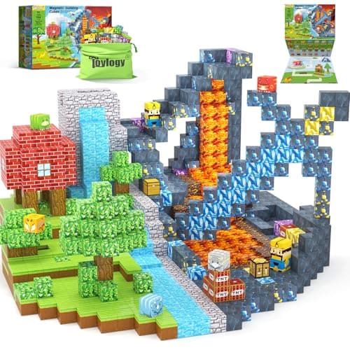 154PCS Dinosaur Toys Magnetic Blocks-Build Mine Magnet World Forest Mine Edition, Dino Adventure Magnetic Building Sensory STEM Kids Toys for Boys Age 3+,Magnet Games for Boys Girls 3-5 4-6 5-7 6-8 - Image 1