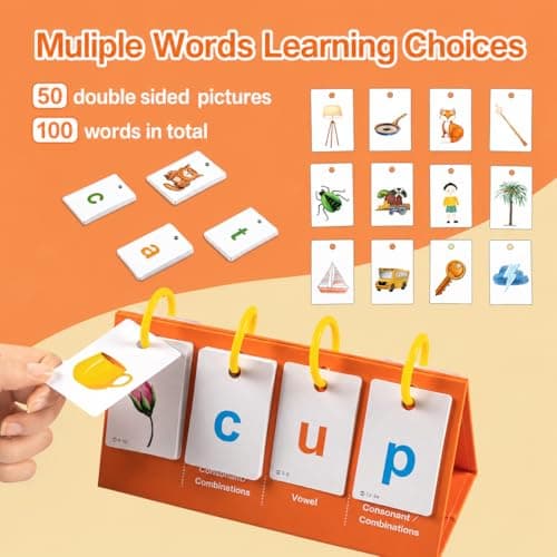 Alened Phonics Flash Cards for Kids 3-8, Sight Words Flash Cards for Kindergarten 1st 2nd 3rd Grade, CVC CVCC CCVC Word Builder, Homeschool & Classroom Phonics Learning Supplies - Thumbnail 5