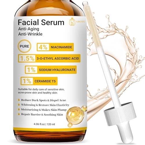 Pure 4% Niacinamide Serum for Acne Treatment for Face & Dark Spots | Brightening Face Serum with 1.5% Vitamin C | 1% Hyaluronic Acid | 1% Ceramide T5 | Made in China (4 fl.oz/120ml) Travel Pack Size - Image 1
