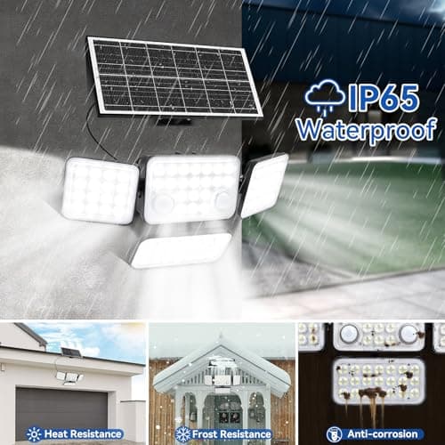 Aialun Solar Lights Motion Sensor Outdoor,Real 5000mAh 292 LEDs 3600lm Bright 8500K 4 Heads Solar Security Flood Lights Outside Waterproof IP65,Remote Control,Dusk to Dawn 3 Modes for Backyard,Garage - Thumbnail 6