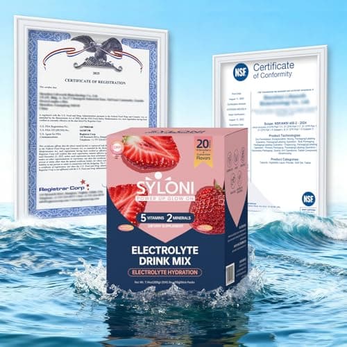 Syloni Electrolytes Powder Packets, Strawberry(0.36 oz*20 Sticks), Sugar Free Hydration Packets Electrolyte Drink Mix with 7 Vitamins and Electrolytes, Keto Friendly, Vegan, Gluten Free - Thumbnail 2