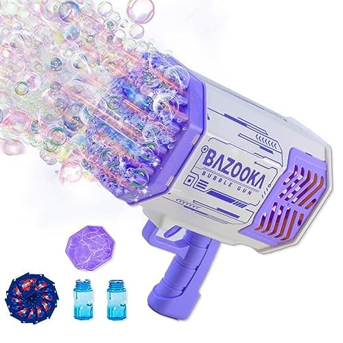Petrella Toy Bubble Gun for Kids 69 Holes Bubble Machine for Toddlers 1-3 4-8 Girls Boys, Rechargeable Bazooka Bubble Blower Guns for Wedding Summer Outdoor Party with Bubble Solution - Image 1