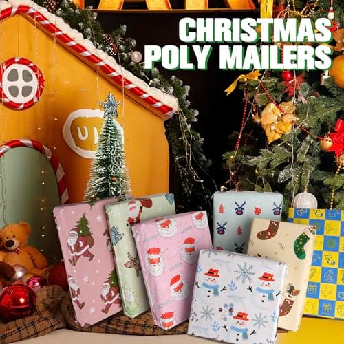 JinRuiKJ Christmas Poly Mailers 10x13 Inch 25 Pcs - Heavy Duty Tear-Proof Mailings Envelopes - Waterproof Shipping Bags for Small Business & Boutique - Christmas Stockings - Thumbnail 2