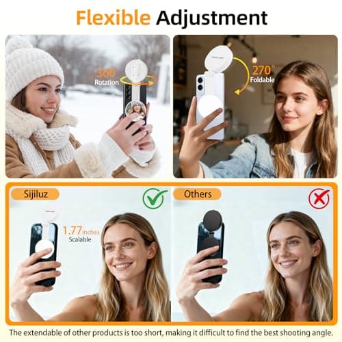 Magnetic Selfie Light for iPhone with Mirror Foldable Magnetic Fill Light with Sticky Ring for Android Rechargeable Portable Phone Ring Lights for Selfies, Video, Makeup, Vlog, Tiktok, CRI95 - Thumbnail 3