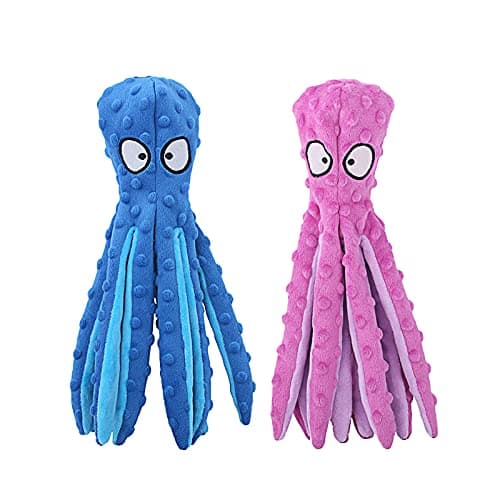 HGB Squeaky Dog Toys - Octopus No Stuffing Crinkle Plush Large Dog Toys to Keep Them Busy, Interactive Puppy Teething Chewing Pet Supplies for Chewer, Small, Medium, Large Breeds, 2 Pack - Image 1