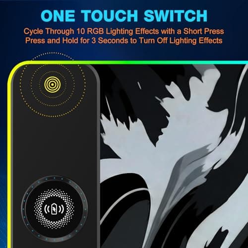 TARKARI Magnetic Wireless Charging RGB Mouse Pad, Large Gaming Desk Mat Waterproof, 31.5"x11.8" Black Mousepad, Ultra-Smooth Surface, Non-Slip Rubber Base, Desk Pad for Keyboard Laptop - Thumbnail 4