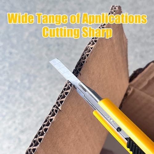 LONLEEYU Utility Knife 9MM Wide Snap-Off Blades,6 Pack Box Cutter Retractable,Smooth Mechanism, Exacto Knife for Cutting Box, Wrapping, Box Opener Perfect for Office, Home, School (Yellow Black) - Thumbnail 5