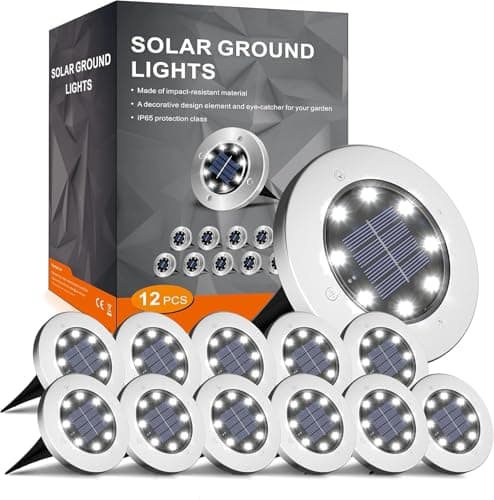 INCX 4.6 inch Solar Lights Outdoor Waterproof,12 Pack Solar Lights for Outside, Solar Garden Lights Landscape Lighting for Patio Pathway Lawn Yard Deck Driveway Walkway, Cold White - Image 1