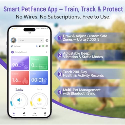RAINLEOTI GPS Wireless Dog Fence – Free App Control, Custom GPS Boundary, Beep/Vibration/Static Modes, IP67 Waterproof, Long Battery Life, for Dogs 10–120 lbs, Black - Thumbnail 3