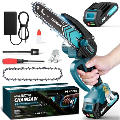Mini Chainsaw- 6 Inch Electric Mini Chain Saw Cordless Battery Powered One-Hand Tree Trimming Saw, Portable Gardening Gadgets for Men, Unique Birthday Gifts for Dad Grandpa (Blue-1 Battery) - Image 1