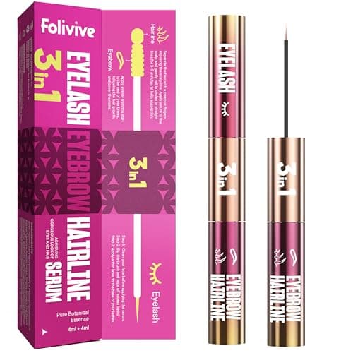 FOLIVIVE 3-in-1 Lash, Brow & Hairline Growth Serum – Eyelash & Eyebrow Growth Serum for Thicker Lashes, Fuller Brows & Hairline Boost – Natural Lash Enhancer for Women & Men – Vegan, Cruelty-Free(8ml) - Image 1