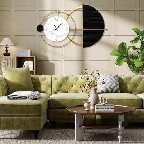 Tiuposr 29x18 Inches Large Modern Wall Clocks Battery Operated Silent No-Ticking, Unique Decorative Analog Clock for Bedroom, Kitchen, Living Room, Entryway, Home & Office Decor - Thumbnail 4