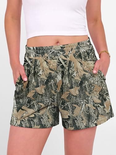 LOGENE Camo Sweat Shorts for Women Casual Elastic High Waist Comfy 2026 Summer Lounge Athletic Sweatpant Shorts with Pockets Dark Branch XX-Large - Thumbnail 2