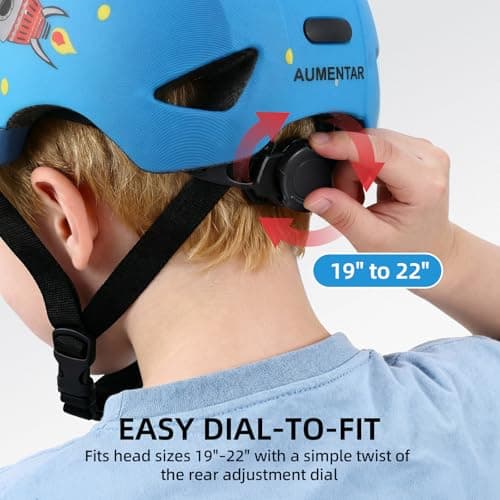 AUMENTAR Kids Bike Helmet with Built-in Sun Visor - 360° Adjustable Youth & Toddler Safety Gear for Cycling, Skating & Scooters - 3 Sizes for Ages 1-2-3-5-8-14 Years Child Infant Boys Girls XS - Thumbnail 5