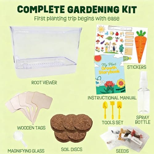 Large Root Viewer Kit for Kids STEM Science Toy Growing Kits for Ages 4, 5, 6, 7, 8, 9,10 Birthday Gifts for Boys Girls, DIY Set, Includes Strawberry, Eggplant, Dwarf Sunflower, Carrot, Pea, Scallion - Thumbnail 2
