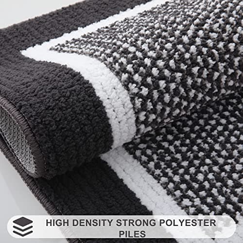 Colorxy Indoor Door Mat, Non-Slip Absorbent Resist Dirt Entrance Mat, Sturdy Low-Profile Inside Floor Carpet Mats, Washable Front Entry Doormats for Entryway, 48''x32'', Dark Grey - Thumbnail 4