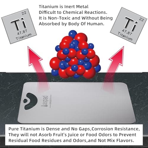 Aaspad Pure Titanium Cutting Board Non-Toxic for Kitchen Washable Portable Lightweight Metal Chopping Board Dishwasher Safty Suit for Home Cooking and Outside Camping - Thumbnail 2