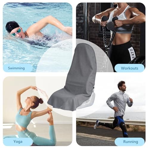 Teuaktty Car Seat Covers Universal Car Protective Front Seat Covers Washable Non-Slip Seat Protectors for Gym Workouts,Waterproof and Sweatproof Towel Seat Covers for Cars,Trucks, Jeeps (2 Pack Grey) - Thumbnail 6