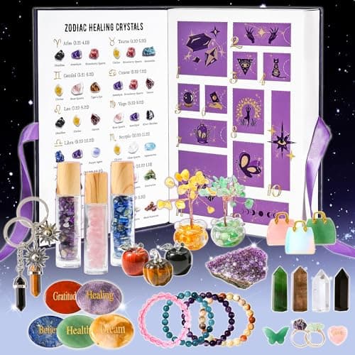 MYDAYS&DESIGN Crystal Advent Calendar, Surprise 12 Days Countdown Box with Zodiac Healing Crystals, Decorative Stones, Bracelets, Gift for Women Mom - Image 1