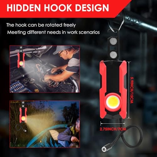 Rechargeable LED Work Light, OTYTY 40W 2000LM Magnetic Work Light Battery Powered Portable Flood Light with Gooseneck Flashlight for Car Repairing, Camping, Inspection (GFR) - Thumbnail 4