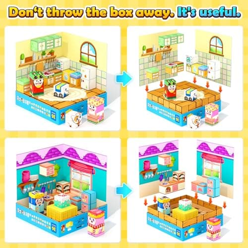 Gooidea Magnetic Blocks - 2-in-1 Magnetic Building Blocks, Creative Building Craft, Sensory Clicking & Rustling, Travel Toys, Kids Toys Games, Pocket-Sized Kitchen Magic Display - Thumbnail 2