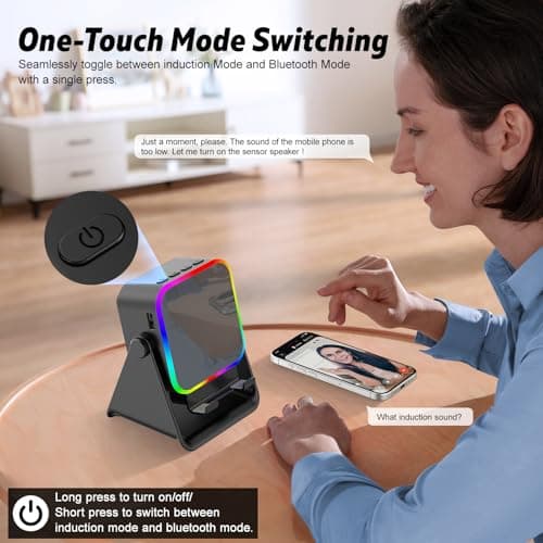 TARKARI Wireless Induction Speaker, 5 in 1 Bluetooth Speaker with Phone Stand, Charging Function 360° Rotation Phone Holder Compatible with iPhone Android iPad Samsung, Birthday Gifts for Men Women - Thumbnail 5