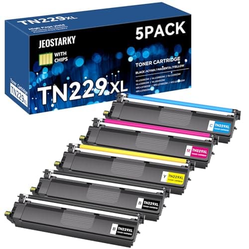Jeostarky TN229XL TN229 Toner 5-Pack High Yield Replacement for Brother TN229 TN229XL Toner Cartridge Compatible with Brother MFC-L3780CDW MFC-L3720CDW HL-L3280CDW HL-L3220CDW HL-L3300CDW HL-L3295CDW