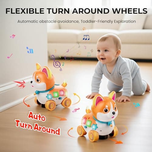 YUANNA Musical Toys for 6 Month - 3 Year Old Boy Girl, Baby Toys Bilingual Educational with Music Light, Crawling & Walking Puppy for Birthday (Orange) - Thumbnail 6