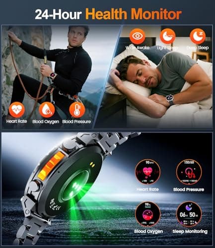 Rmana Military Smart Watches for Men GPS, 1.56" AMOLED Screen Bluetooth Call, Smartwatch for Android Phones and iPhone, 100+ Sport Modes, 3ATM Waterproof Smart Watch with Compass - Thumbnail 4