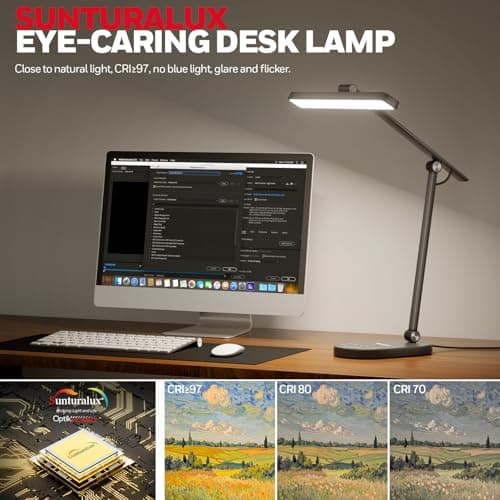 Honeywell Desk Lamp for Home Office, H4 Sunturalux™ Eye-Caring LED Desk Light, 700LM Dimmable Desk Lamp with Timer, Adjustable Desk Reading Light, Touch Auto Dimming Table Lamp for Study, Bedroom - Thumbnail 3