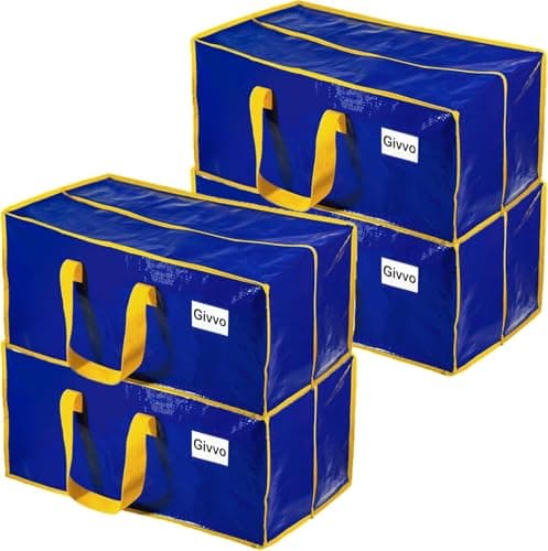 Upgraded Moving Bags Heavy Duty Extra Large Waterproof Storage Bags for Clothes Dark Blue 4P - Image 1