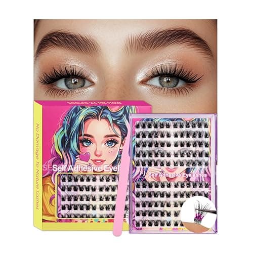 JoMay Self-Adhesive Eyelashes, Press on Lashes No Glue Needed, Glueless Pre-Glued D Curl Cluster Lashes for Beginners, No Residue, Pre-Separated L/R Eye, 1-Step DIY, 120PCS (X10) - Image 1