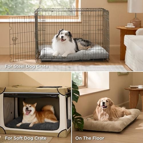 Bedsure Washable XL Dog Bed for Crate for Extra Large Dogs, Comfort Fluffy Plush Pet Pillow Bed Kennel Pad with Non-Slip Bottom, Machine Washable Pet Sleeping Mat, 41"x27", Dark Gray - Thumbnail 5