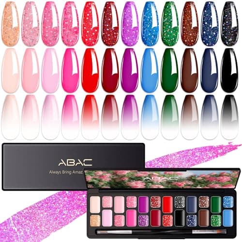 ABAC 24 Color Hema-Free Solid Gel Nail Polish,Ombre Gel Nail Polish,Pat Paint Nail Gel- Blush Pink & Midnight Blue Clump-Free Glam for Office Holidays Parties 28-Day Chip-Free All-year Essentials - Image 1