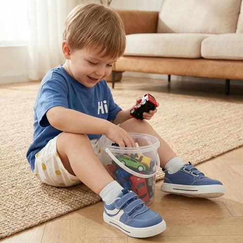 STQ KIDS Toddler Boy Shoes Wide Toe Box Shoes Lightweight Boy Sneakers Non-Slip Zero Drop Active Kids Walking Running Tennis Shoe Blue Toddler 9 - Thumbnail 3