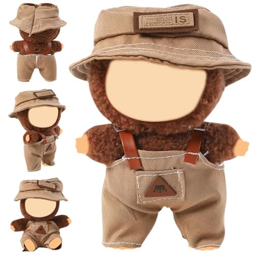 Clothes for Blind Box Dolls, Adorable Doll Clothes Accessories Set with Hat and Suspender Pants Outfit Suitable for 15-17cm Plush Blind Box Toy (Travel Set) - Image 1