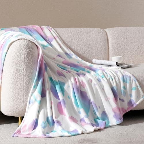 Cozy Bliss Cow Print Fuzzy Throw Blanket for Couch - Thick Soft Warm Non Shedding Fleece Blankets for Western Décor Room, for Kids, Women Men Girls, Rainbow 50"*60" - Thumbnail 3