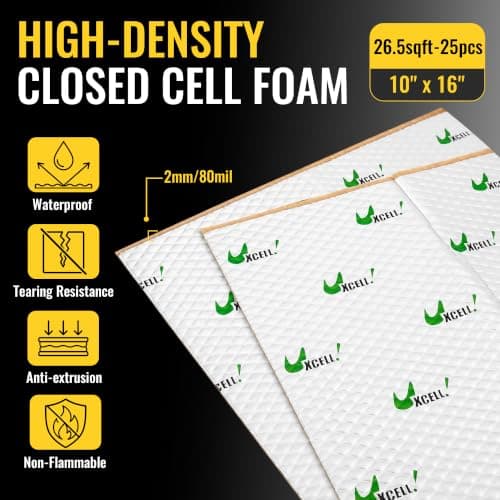 uxcell 25pcs 80mil 26.5sqft Sound Deadener Heat Insulation Mat Butyl Pad Damping Self Adhesive Deadening Material for Car Door Roof Floor Sound Barrier - Thumbnail 2