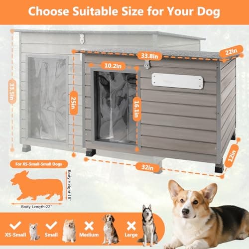 Dog House Outdoor & Indoor Anti-Chewing Iron Frame Dog Kennel Easy Clean and Assemble Openable Roof for Small to Medium Dog Breeds (32" L X 12" W X 25" H) - Thumbnail 3