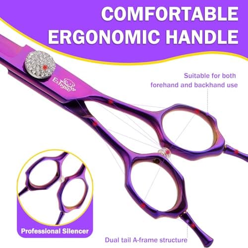 Ethyxe 7 Inch Curved Scissors for Dog Grooming, 440C Stainless Steel Pet Hair Trimming Shears with Safe Round Tips, Professional Downward Curve for Dogs, Cats, and Other Pets - Thumbnail 4