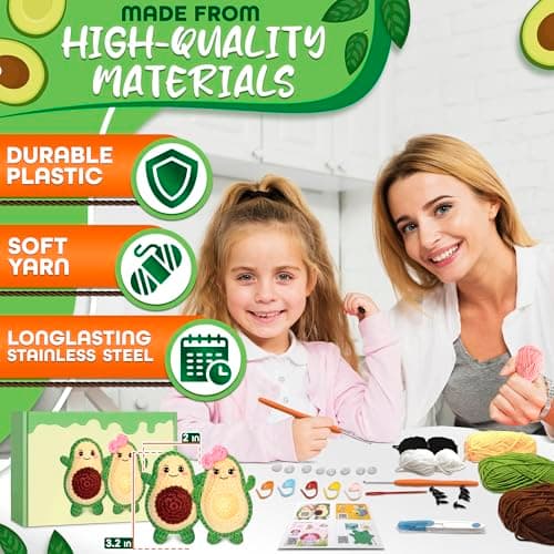 NADOBA Avocado Crochet Kit for Beginners – DIY Kit with Colorful Wool Yarn, Easy-to-Follow Video Instruction via QR-Code – Cute Plush Project, Fun Craft, Learn to Crochet Kits for Adults Beginner - Thumbnail 3