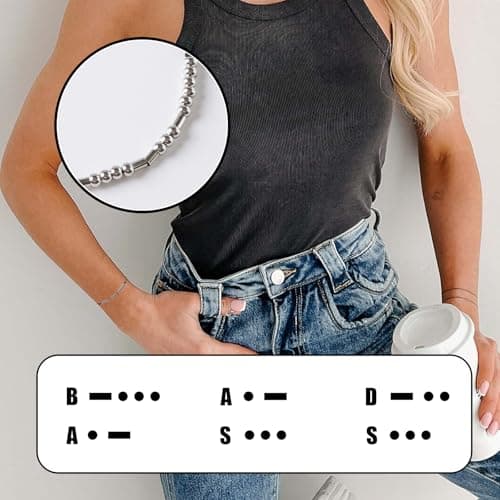PNNY AMDA Morse Code Bracelets: Funny Friend Gifts for Women - Gifts for Best Friend Birthday Moving Away Uplifting Sentimental Get Well - Thumbnail 3