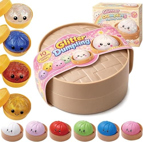 Glitter Dumpling Squishy - Random Glitter Dumpling Box, 10 Colors Dumplings Squishy Toy, More Surprises (Random-1PCS) - Image 1