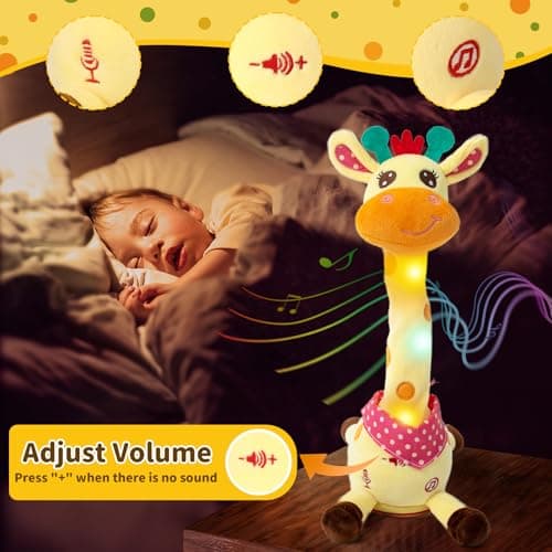 Emoin Dancing Talking Giraffe Baby Toy, Adjustable Volume Baby Giraffe Toys Singing 10 Children's Songs Singing Mimicking Recording Repeating What You Say for Toddlers - Thumbnail 4